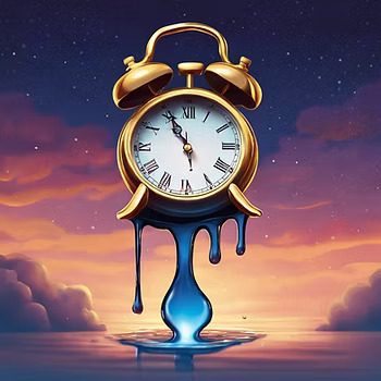 Melting alarm clock symbolizing insomnia stress relief and restoring natural sleep balance.